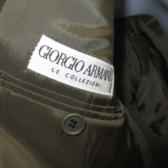 VTG Giorgio Armani Mens Classic Sport Coat One Button Plaid Green Wool 42R ITALY - Picture 6 of 16